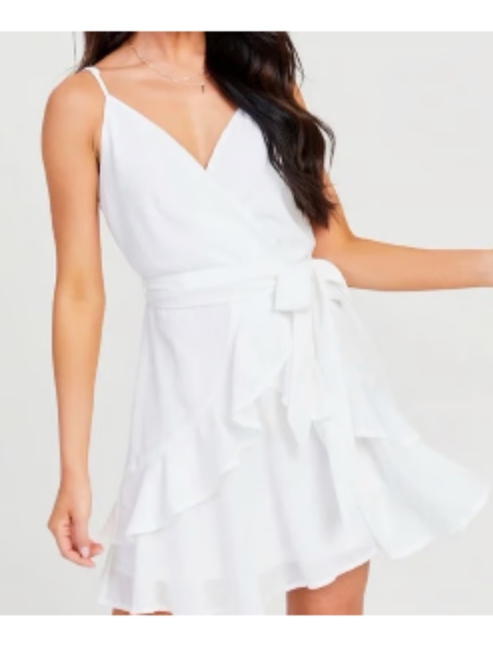 Altar'd State Women's White Ruffle V-neck Mini Dress - size S